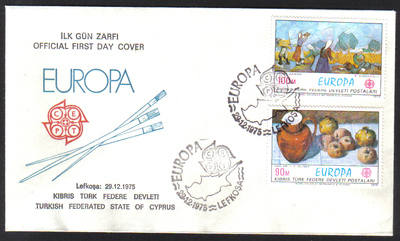 North Cyprus Stamps SG 23-24 1975 Europa Paintings - Official FDC