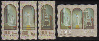 Malta Stamps SG 0648-51 1980 Christmas Paintings by A Inglott - MINT