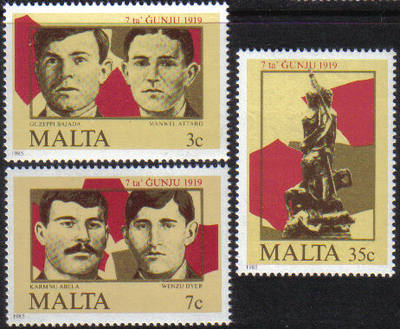 Malta Stamps SG 0761-63 1985 7th June 1919 Demonstrations - MINT