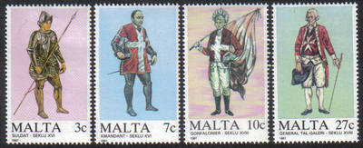 Malta Stamps SG 0802-05 1987 Maltese Uniforms 1st Series - MINT