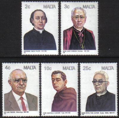 Malta Stamps SG 0819-23 1988 Maltese Personalities - MINT