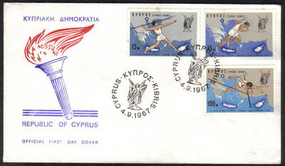 Cyprus Stamps SG 305-07 1967 Nicosia Games - Official FDC (e974)