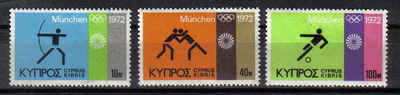 Cyprus Stamps SG 390-92 1972 Munich Olympic Games - MINT