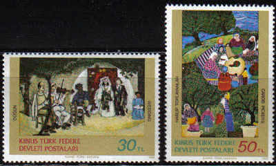 North Cyprus Stamps SG 127-28 1982 Art 1st Series - MINT
