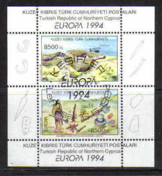 North Cyprus Stamps SG 372 MS 1994 Europa Archaelogical Discoveries - USED (a383)