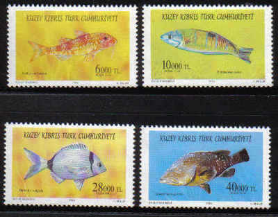 North Cyprus Stamps SG 418-21 1996 Fishes - MINT