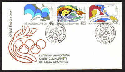 Cyprus Stamps SG 542-44 1980 Moscow Olympic games - Official FDC