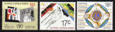 Cyprus Stamps SG 771-73 1990 Anniversaries and events - MINT