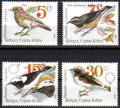Cyprus Stamps SG 800-03 1991 Pied Wheatear Birds - MINT