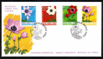 Cyprus Stamps SG 1158-61 2008 Anemone flowers - Official FDC (a152)