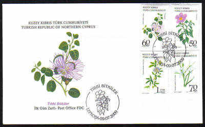 North Cyprus Stamps SG 691-94 2009 Medical Plants - Official FDC
