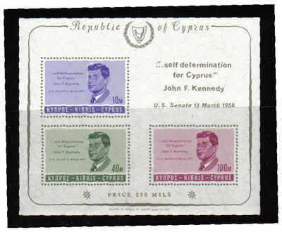 Cyprus Stamps SG 258a MS 1965 J F Kennedy - MINT