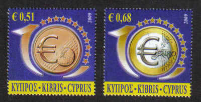 Cyprus Stamps SG 1182-83 2009 10th Anniversary of the Euro - MINT