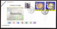 Cyprus Stamps SG 1182-83 2009 10th Anniversary of the Euro - Cachet Unofficial FDC (a594)