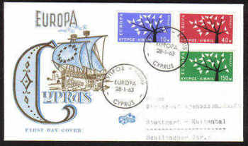 Cyprus Stamps SG 224-26 1963 Europa Tree - Unofficial FDC (a654)