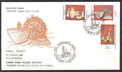 North Cyprus Stamps SG 51-53 1977 Handicrafts - Official FDC