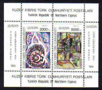 North Cyprus Stamps SG 353 MS 1993 Europa Art Contemporary - Mint