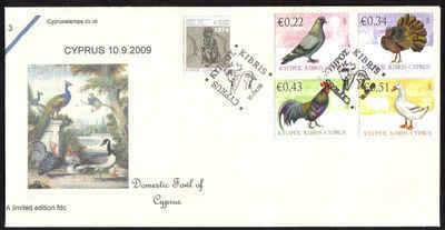 Cyprus Stamps SG 1194-97 2009 Domestic Fowl of Cyprus - Cachet Unofficial F