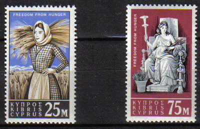 Cyprus Stamps SG 227-28 1963 Freedom from Hunger - MH