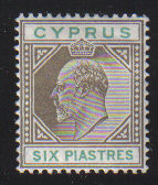 Cyprus Stamps SG 067 1904 Six Piastres King Edward VII - MH (d610)