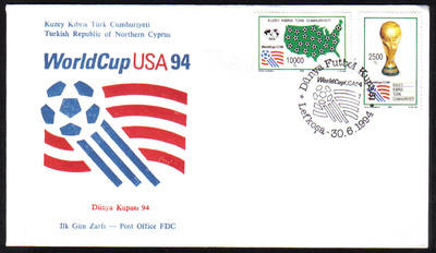 North Cyprus Stamps SG 374-75 1994 USA World Cup Football - Official FDC