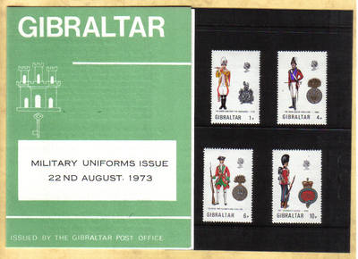 Gibraltar Stamps SG 0313-16 1973 Uniforms 5th Series Presentation pack - MI