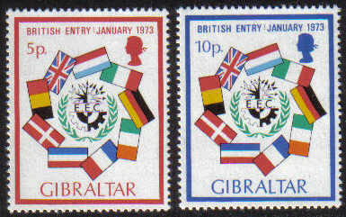 Gibraltar Stamps SG 0308-09 1973 Britains entry into the EEC - MINT