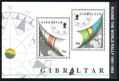 Gibraltar Stamps SG 0681 MS 1992 Round the world yacht rally - MINT
