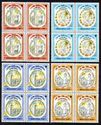 Gibraltar Stamps SG 0686-89 1992 Christmas Churches - Block of 4 MINT