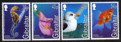 Gibraltar Stamps SG 0968-71 2001 Europa Water and Nature - MINT
