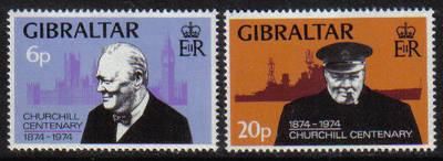 Gibraltar Stamps SG 0337-38 1974 Sir Winston Churchill - MINT