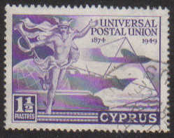 Cyprus Stamps SG 168 1949 KGVI Universal Postal Union 1 1/2 Piastres - USED