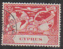 Cyprus Stamps SG 169 1949 KGVI Universal Postal Union 2 Piastres - USED (g2