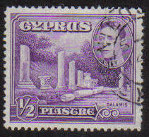 Cyprus Stamps SG 152a 1951 KGVI 1/2 Piastre - USED (g157)