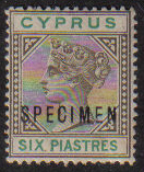 Cyprus Stamps SG 045 1896 Six 6 Piastres - Specimen MINT (g521)