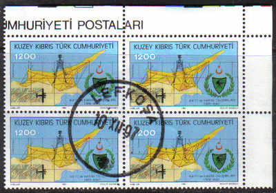 North Cyprus Stamps SG 346 1992 1200TL - Block of 4 CTO USED (g613)