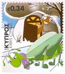 Cyprus stamps The Cricket Asks for Food from the Ant (self-adhesive) Octob