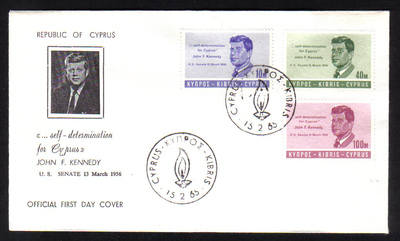 Cyprus Stamps SG 256-58 1965 J F Kennedy - Official FDC (g804)