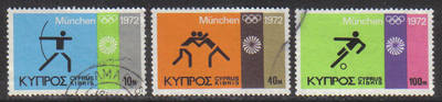 Cyprus Stamps SG 390-92 1972 Munich Olympic Games - USED (g764)