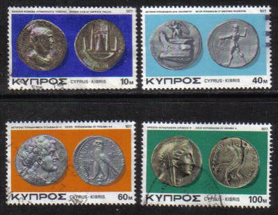 Cyprus Stamps SG 486-89 1977 Ancient Coins - USED (g787)