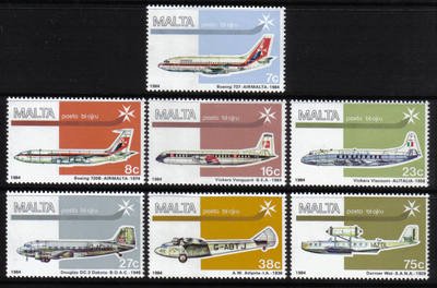 Malta Stamps SG 0729-35 1984 Air mail stamps - MINT
