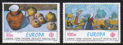 North Cyprus Stamps SG 023-24 1975 Europa Paintings - MINT