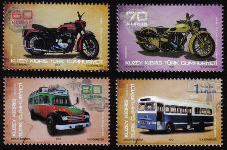 2012 Buses Motorbikes North Cyprus stamps