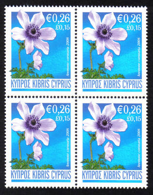 Cyprus Stamps SG 1158 2008 Anemone 26c - Block of 4 MINT