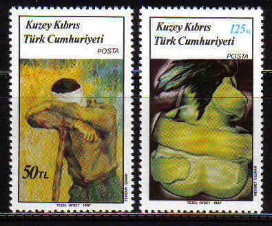 North Cyprus Stamps SG 208-09 1987 Art 6th Series - MINT