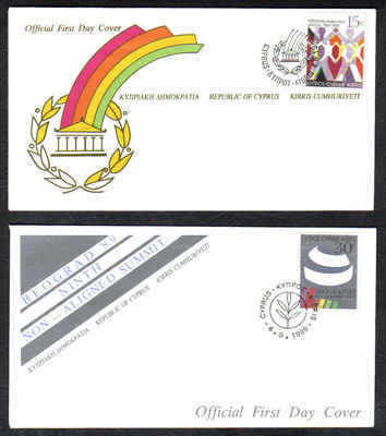 Cyprus Stamps SG 745-46 1989 9th Non-aligned summit - Official FDC (a207)