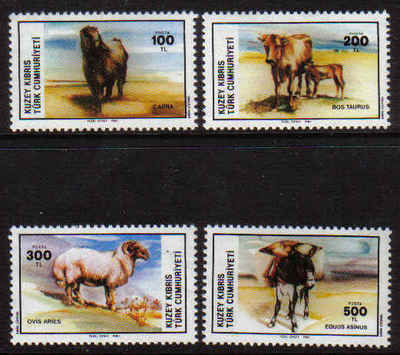 North Cyprus Stamps SG 168-71 1985 Domestic animals - MINT