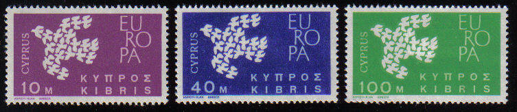 Cyprus stamps SG 206-08 1962 EUROPA Doves