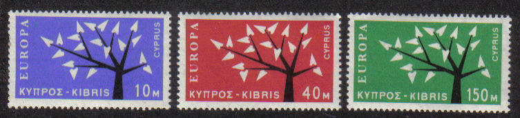 Cyprus stamps SG 224-26 1963 EUROPA Tree