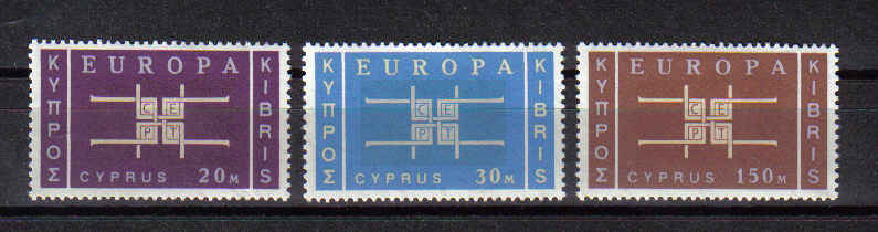 Cyprus stamps SG 234-36 1963 EUROPA Emblem